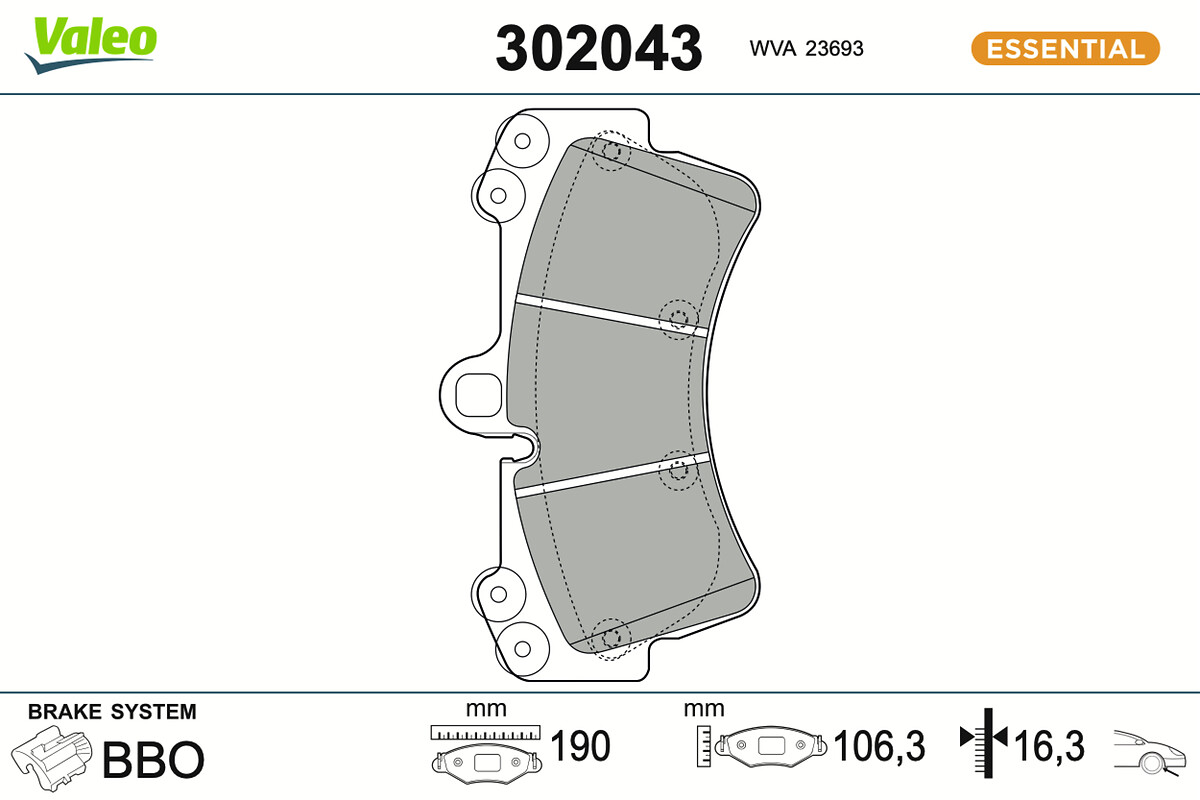 Jeu de 4 plaquettes de frein VALEO ref. 302043